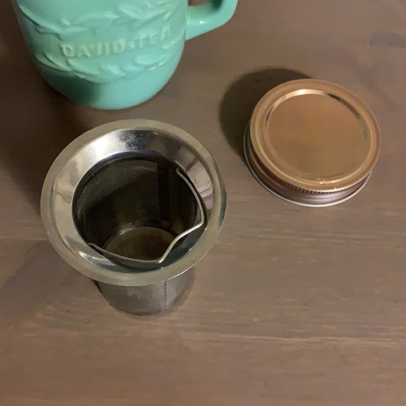 David’s Tea Blue Ceramic Mason Jar Mug with Infuser - Picture 9 of 10